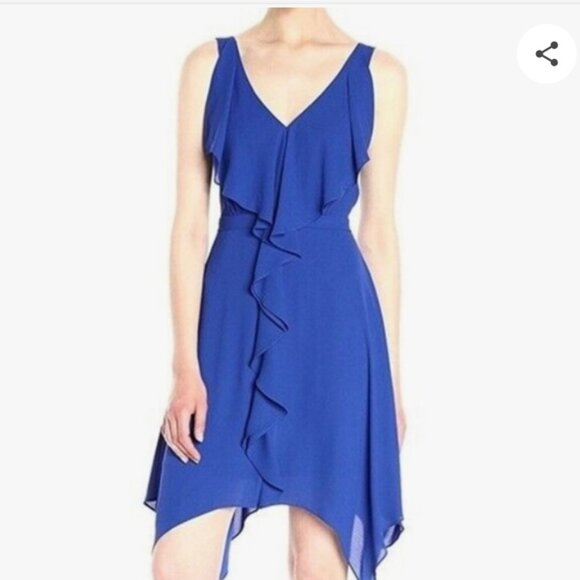 BCBGMaxAzria Jessica Waterfall ruffle Handkerchief Hem Dress - size 2 - Picture 1 of 6